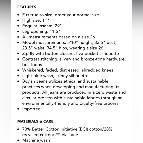 BOYISH Zachary High-Rise Skinny Comfort Stretch JEANS in Blue Angel 28 NWT 3 - Picture 3 of 11